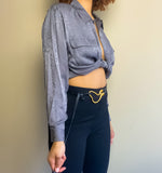 Charcoal Grey Silk Blouse (M)