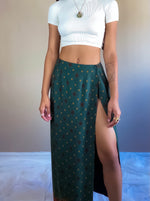 90s Boho Baroque Print Wrap Skirt - Small/ Medium, 28-29” | Vintage High Waist Crest Print Pattern Midi Skirt