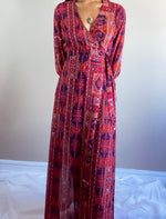 70s Vintage Bohemian Tribal Long Maxi Dress(XS/S)