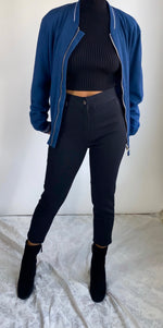 Black Crop Cropped Riding Pants Black (S-M)