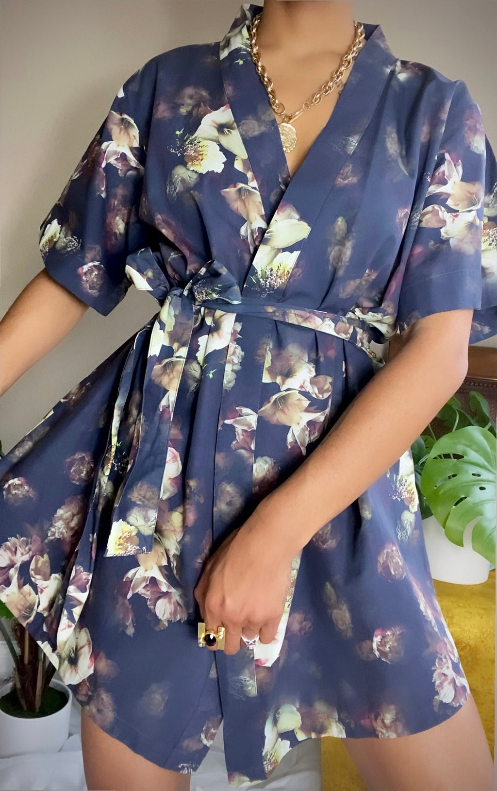 Vintage Floral Kimono Sleeve Wrap Dress | Spring Floral Dress | Vintage Wrap Dress  (S-M)