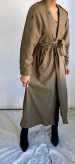 Vintage Double Breasted Belted Trench Coat Camel | Brown Trench Coat | Boyfriend Trench Coat (US10)