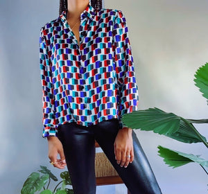 Vintage Leslie Checkered Blouse (S)