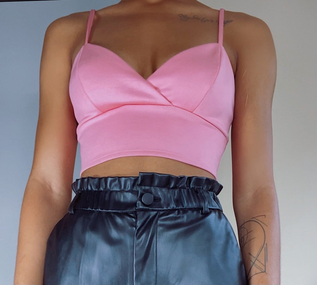 Cotton Candy  Pink Crop Bralette Top (S)