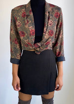 90s Floral Print Lapel Neck Blazer | Pattern Print Floral Blazer | Wool Blend Rose Print Jacket (L)