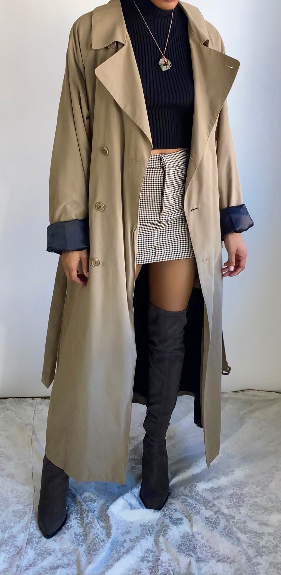 Vintage Double Breasted Belted Trench Coat Light Beige | London Fog Trench Coat | Boyfriend Trench Coat (XL-XXL)