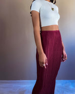 Long Pleated Burgundy Midi Skirt | Fitted Midi Skirt | Long Pleated Maxi Skirts (27)