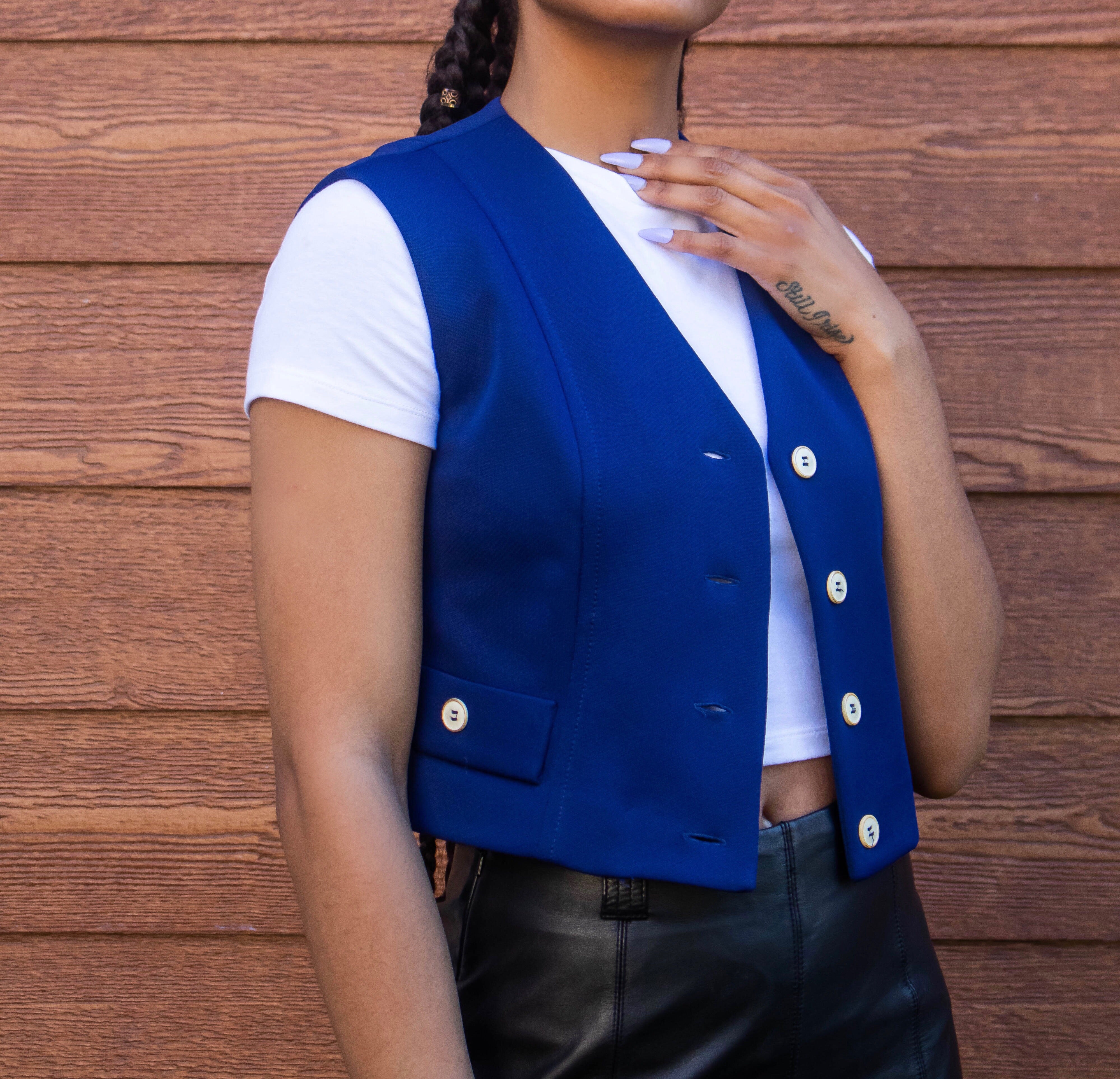 Vintage Navy Cropped Vest (S)