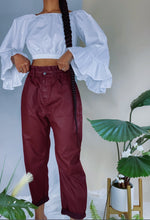 Burgundy Baggy Paperbag High Waisted Jean Trouser (6-8)