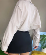 Redesigned Vintage Beige Nylon Utility Pocket Jacket Crop Windbreaker Lightweight XL