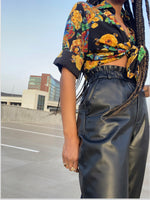 Leather Baggy PaperBag High Waisted Trousers (S)