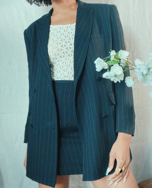 90’s Pinstripe Skirt Suit Set (6/8) Reworked**