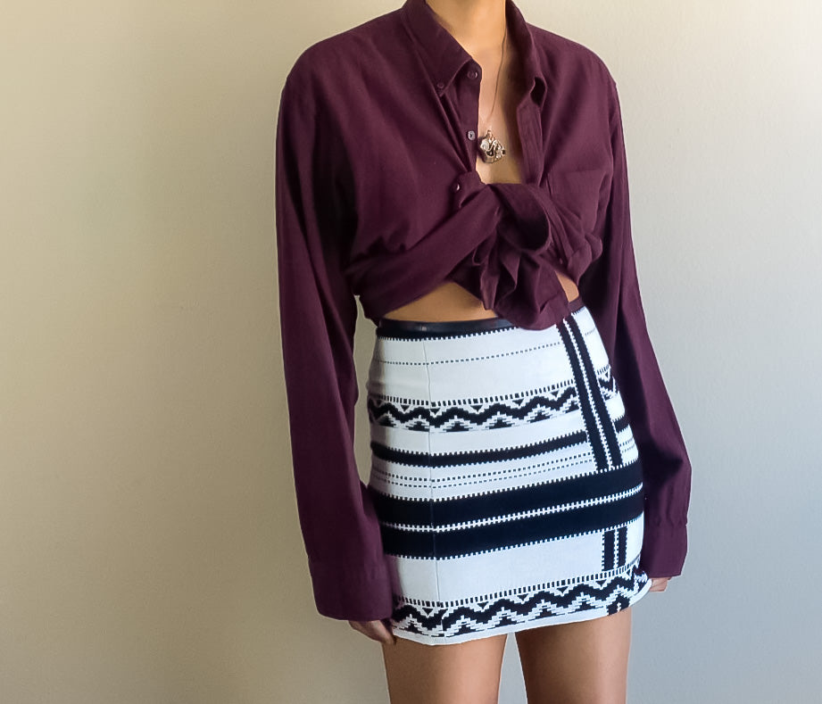 Vintage Printed Aztec Mini Skirt (XS)