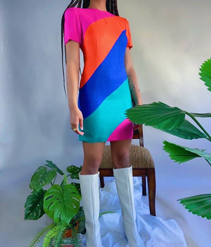 Santa Fe 90’s Color Block Dress (4)