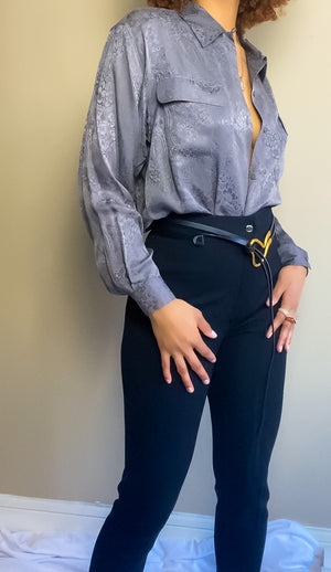 Charcoal Grey Silk Blouse (M)