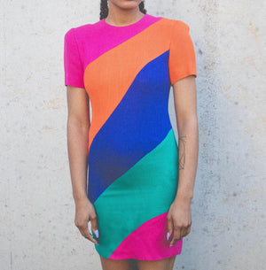 Santa Fe 90’s Color Block Dress (4)