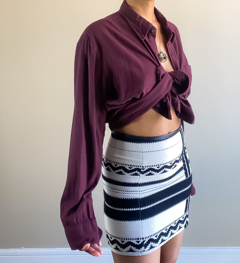 Vintage Printed Aztec Mini Skirt (XS)