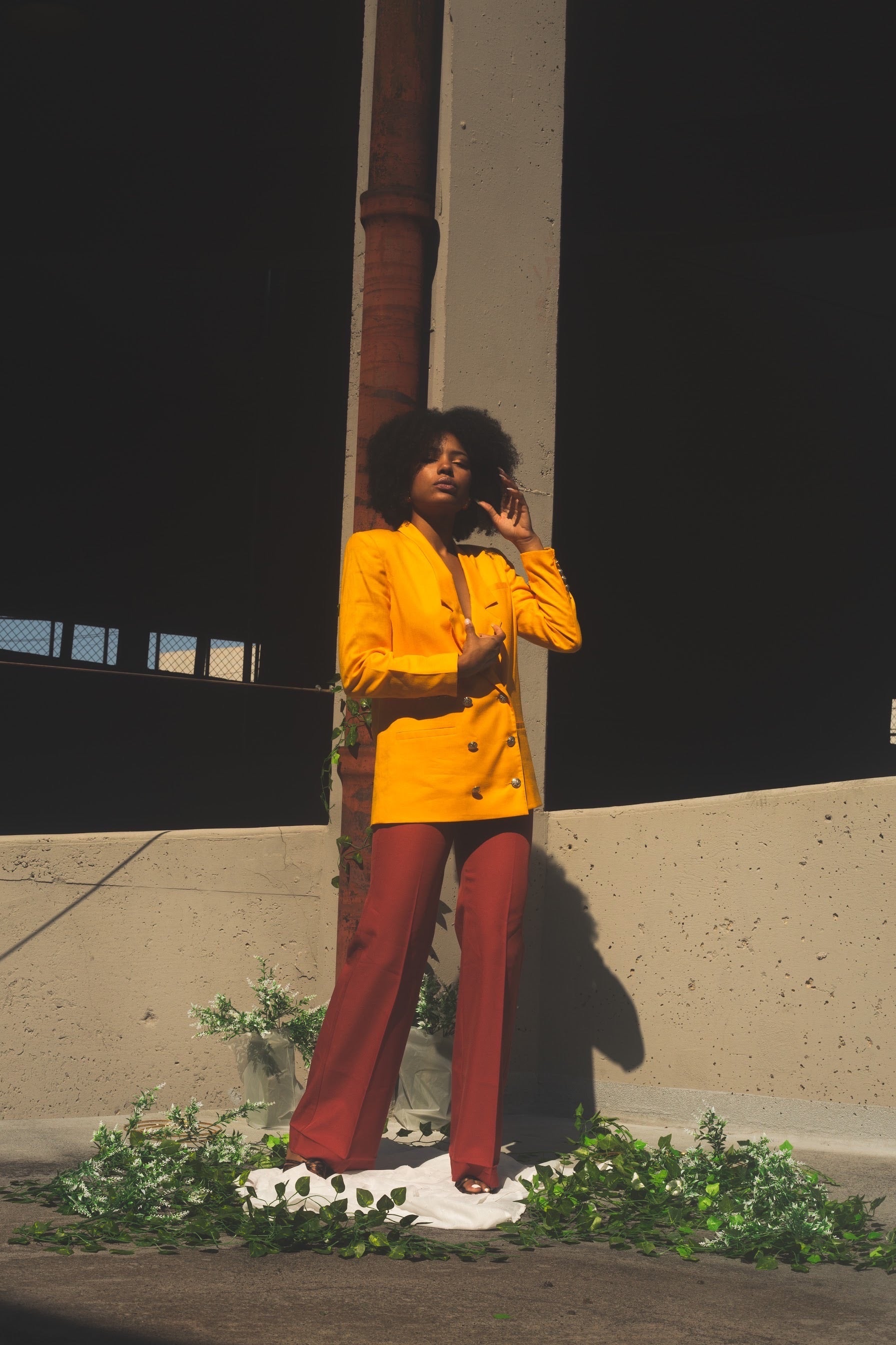 70’s Canary Yellow Double Breasted Blazer (6) Reworked**