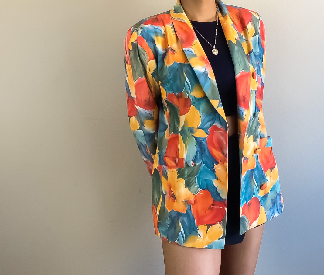 80s Floral Print Blazer(6)