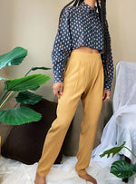 Mustard Yellow  High Waist Pleated Tapered Trousers (S)