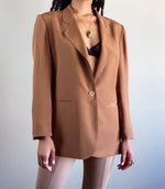 90s Vintage Brown Silk Blazer (L)