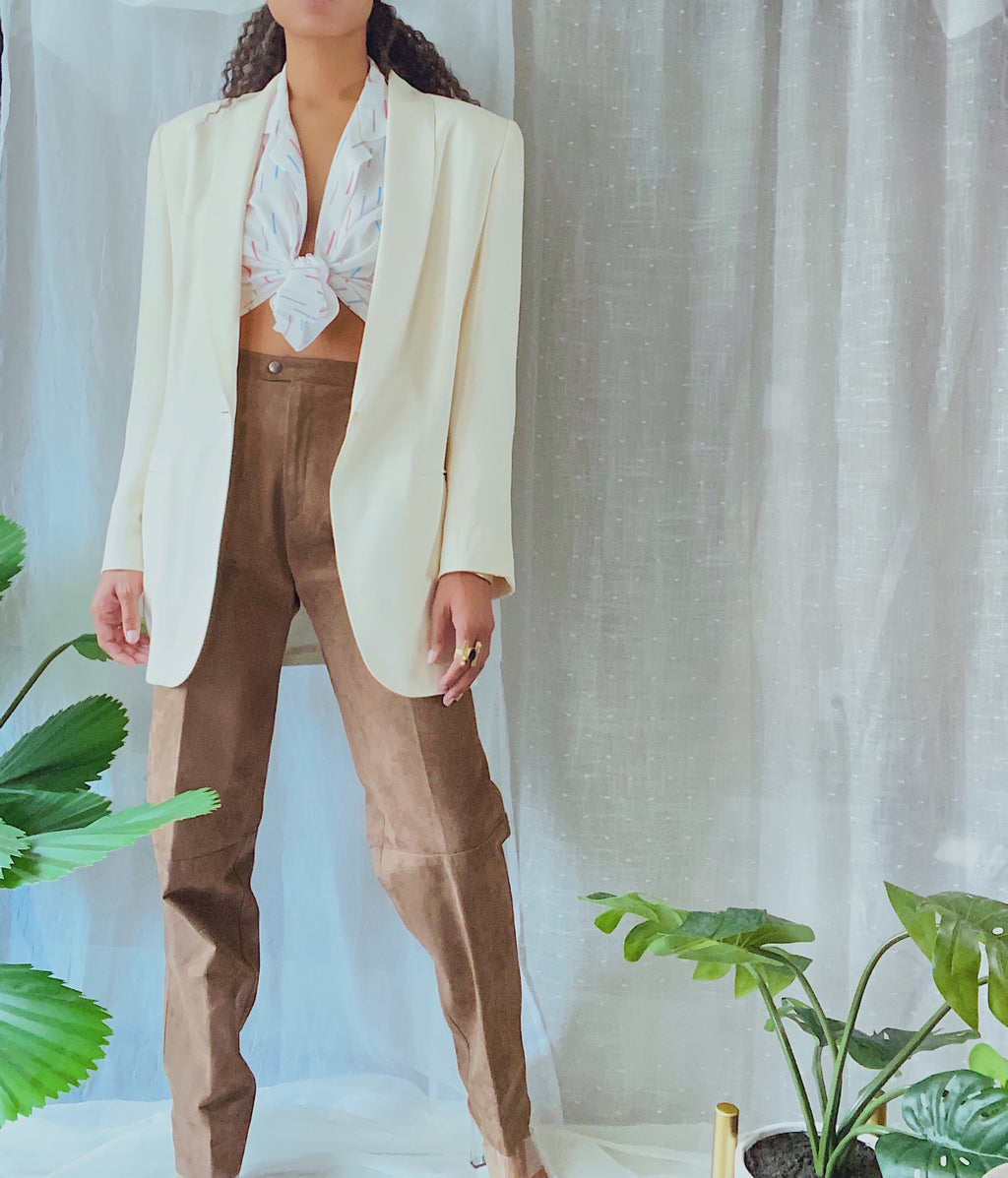 Vintage Klein Silk Cream Blazer (14)