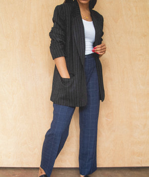 Black Pinstripe Blazer (L)