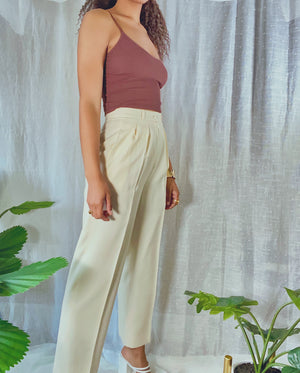 ‘Anna’ Wool Cream Crop Pant (S) **