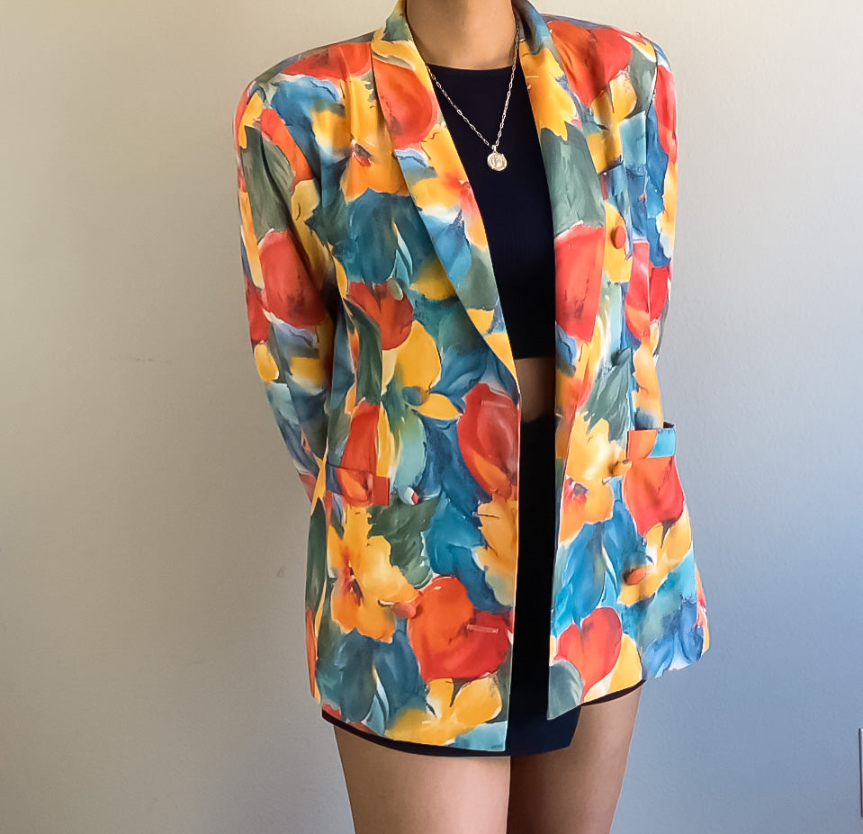 80s Floral Print Blazer(6)