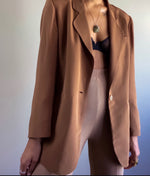 90s Vintage Brown Silk Blazer (L)