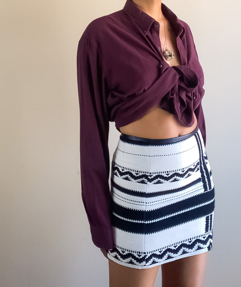 Vintage Printed Aztec Mini Skirt (XS)