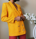 70’s Canary Yellow Double Breasted Blazer (6) Reworked**