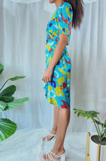 80’s Claiborne Abstract Print Midi Dress (6) Silk