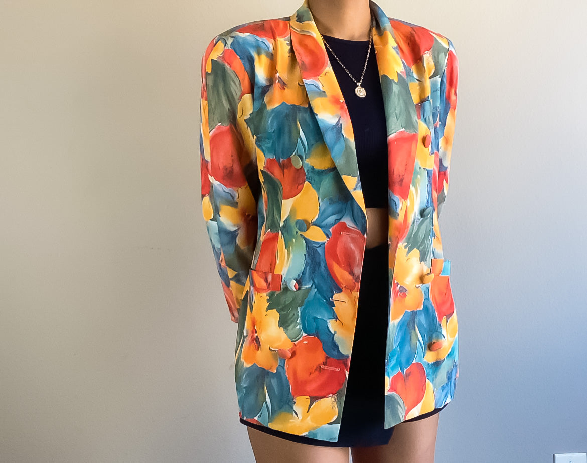 80s Floral Print Blazer(6)