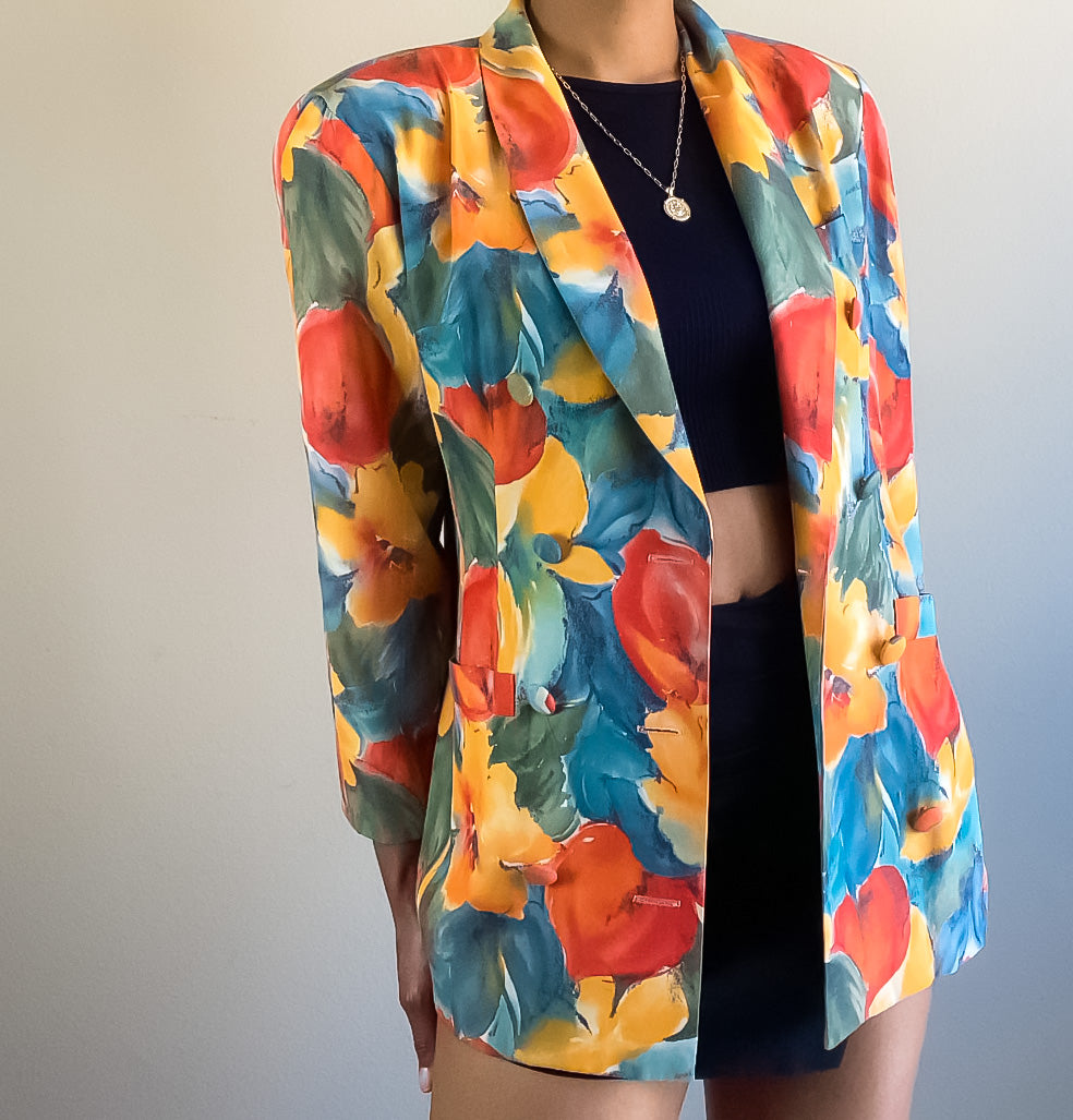 80s Floral Print Blazer(6)