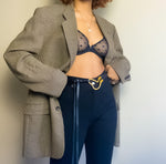 Vintage Taupe and Black Houndstooth Print Blazer (XL/XXL)