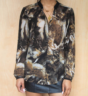 Vivienne Tam Abstract Marble Print Blouse (M)