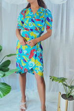 80’s Claiborne Abstract Print Midi Dress (6) Silk