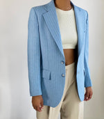 Light Blue Pinstripe Lapel Blazer(M)