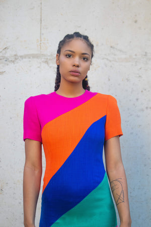 Santa Fe 90’s Color Block Dress (4)