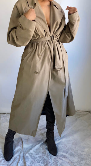 Vintage Double Breasted Belted Trench Coat Light Beige | London Fog Trench Coat | Boyfriend Trench Coat (XL-XXL)