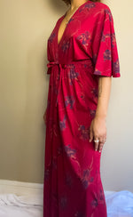 70s Vintage Bohemian Floral Long Robe Dress (S-M)